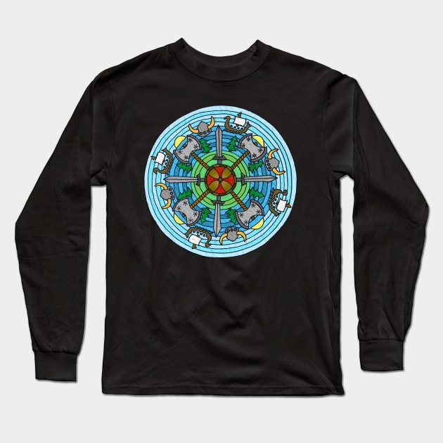 Viking Themed Mandala Long Sleeve T-Shirt by gorff